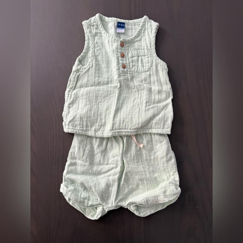 Old Navy Mint Green Sleeveless Baby Romper Set